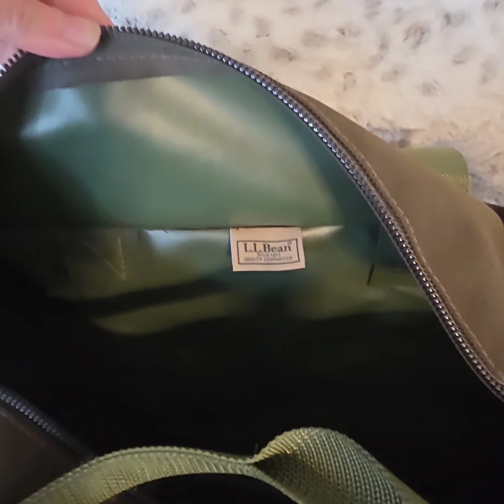 L.L. Bean Olive Canvas Tote with Green Straps